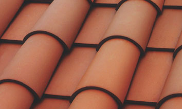 Image of roofing tiles made from clay or concrete