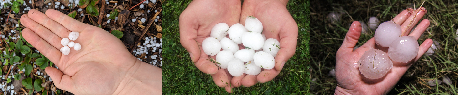 small, medium, large hail in hand