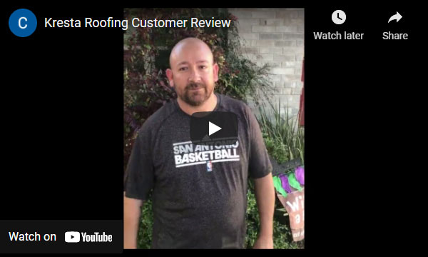 Image of a roofing client review video on youtube