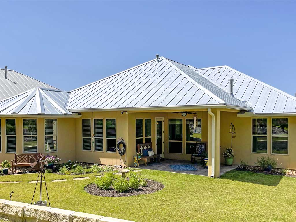 Image of a new residential metal roof installation