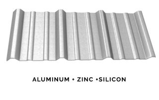Image of a sheet of metal roofing made from galvalume