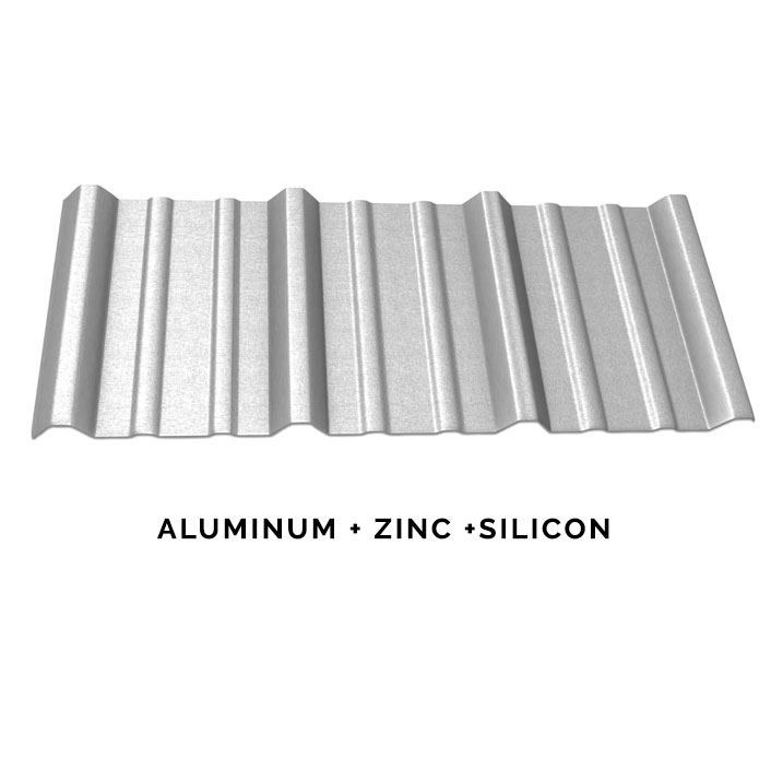 Image of a sheet of metal roofing made from galvalume