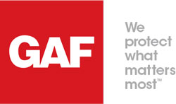 GAF brand roofing shingles logo