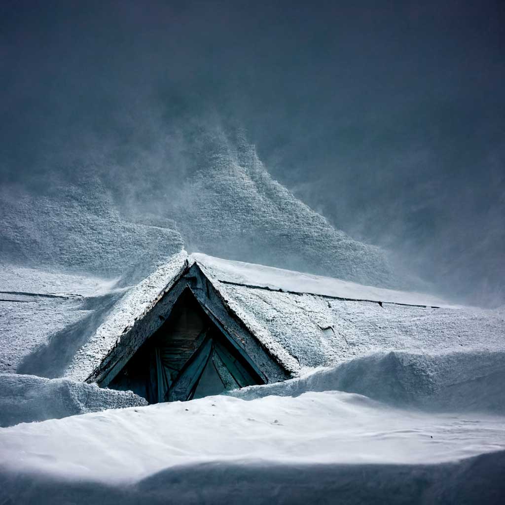 Image of snow on a metal roof in a extreme cold climate