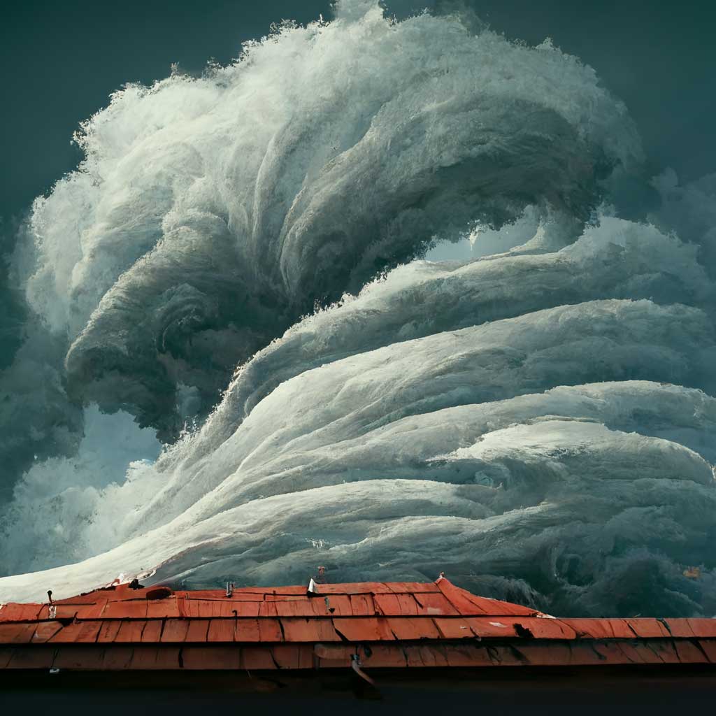 Image of a metal roof enduring extreme wind