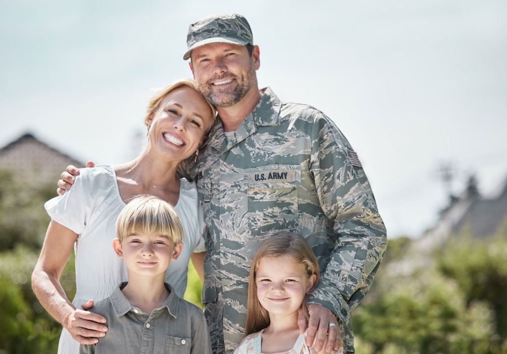 US veteran with his family