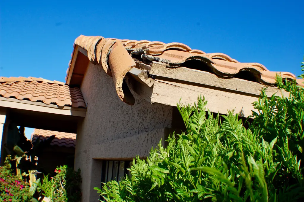 Clay Tile Roof With Old And Cracked Tiles